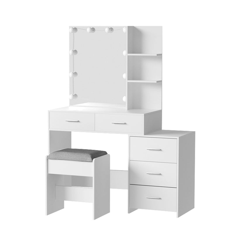 Dressing Table Set with 10 LED Bulbs – White