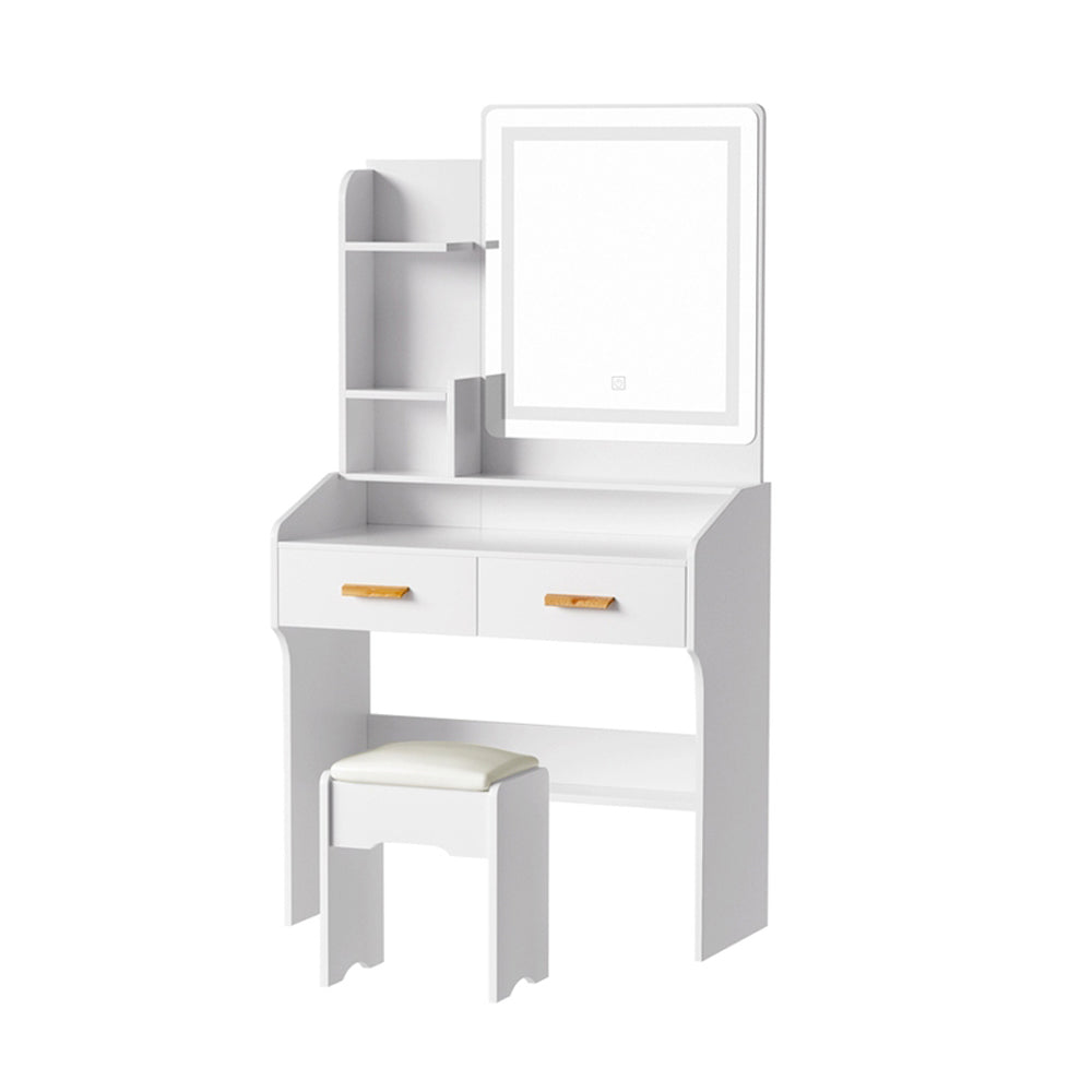 Doria LED Dressing Table with Stool – White – Standard
