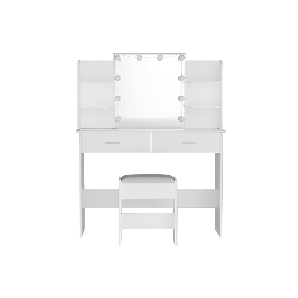Dulcea LED Dressing Table with Stool – White – Standard
