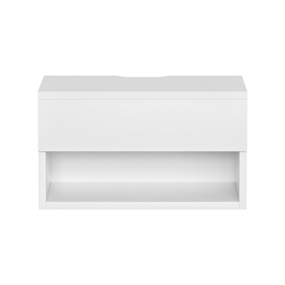 Zara Floating Bedside Table – White – Single Drawer