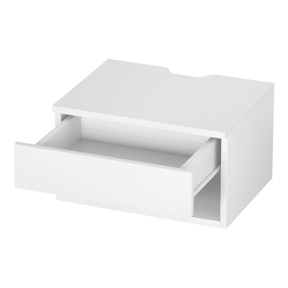 Zara Floating Bedside Table – White – Single Drawer