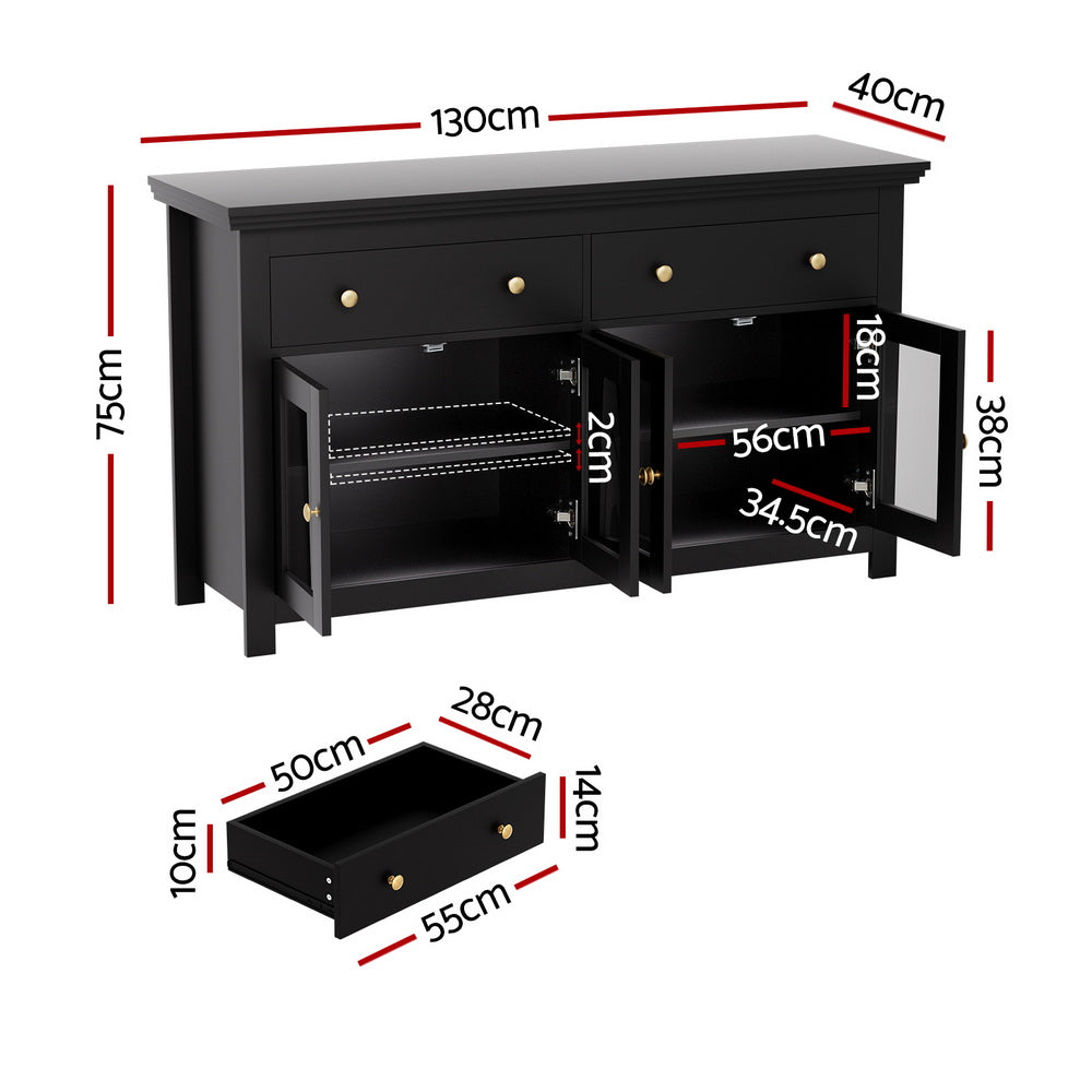 Maddox Storage Sideboard – Black – 130 cm