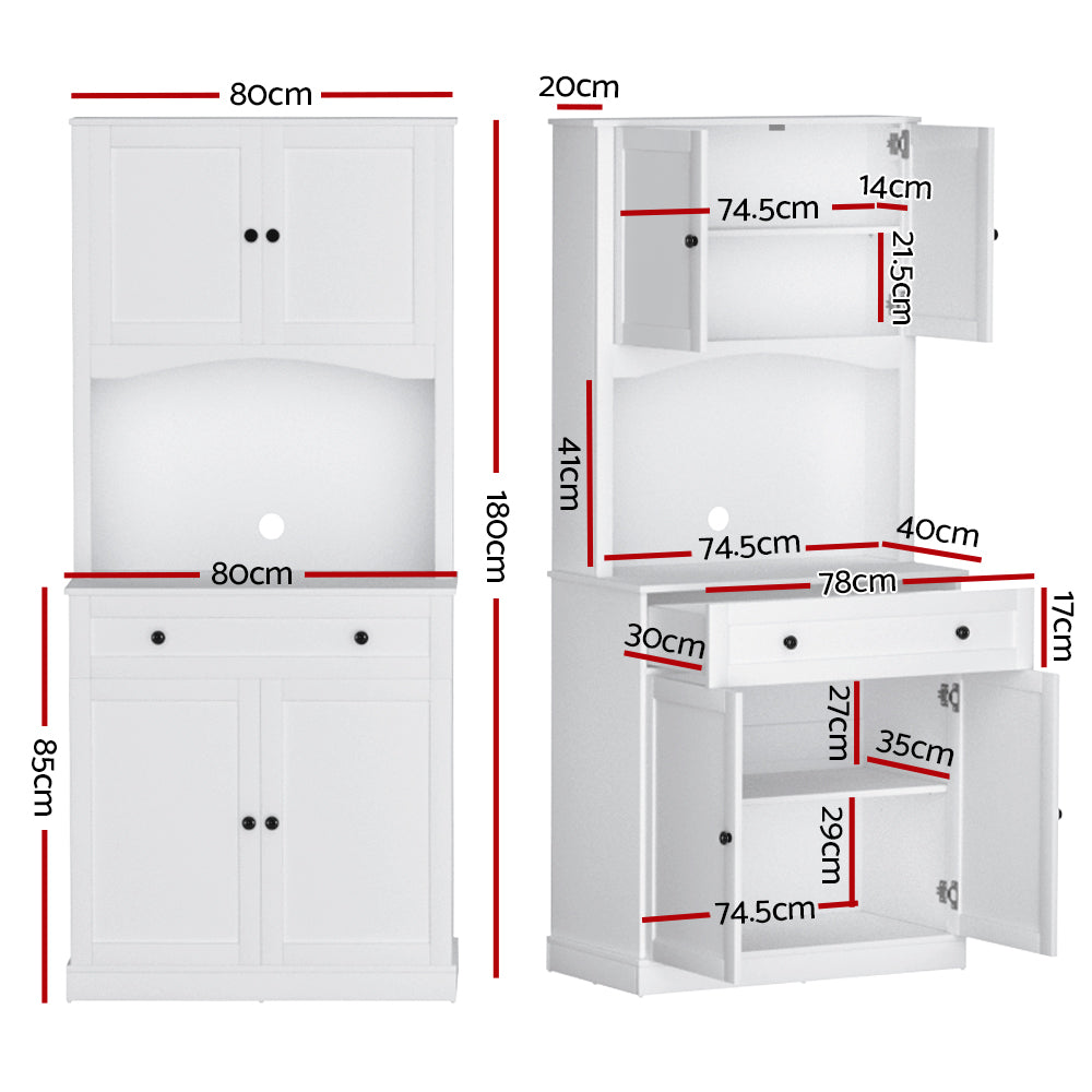 Cortez Buffet Hutch with Storage Shelves – White