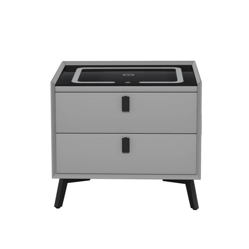 Smart Bedside Table with Wireless Charging – Grey