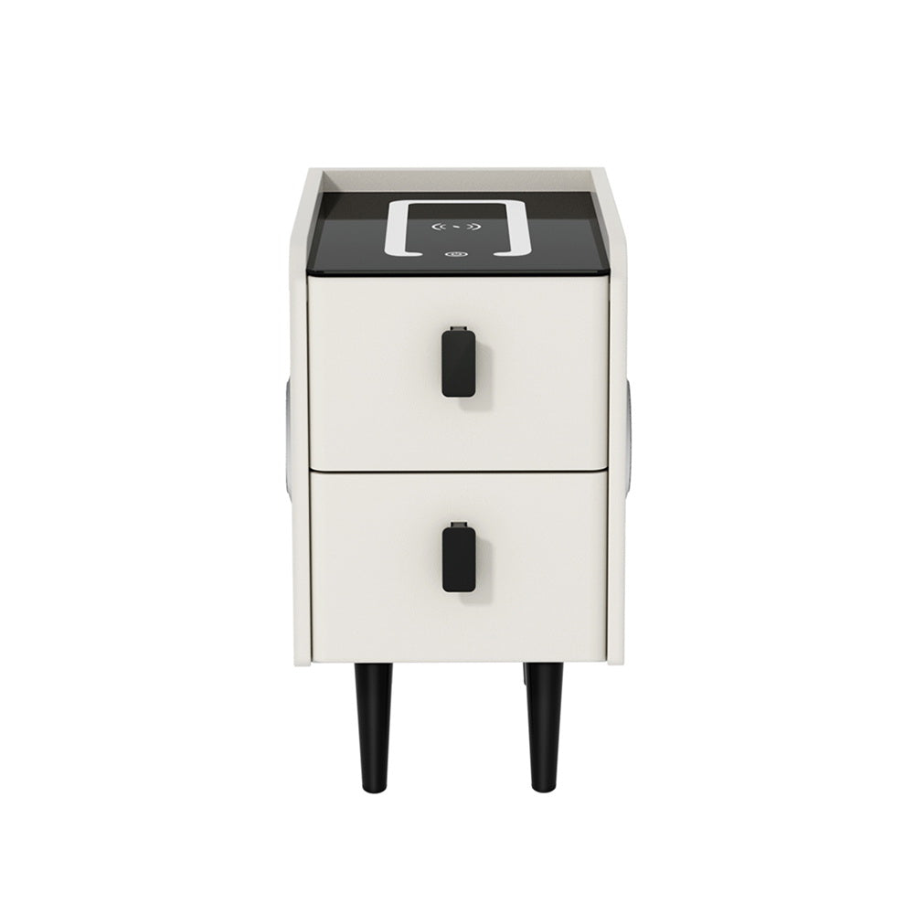 Aida Smart Bedside Table – White – 40 cm