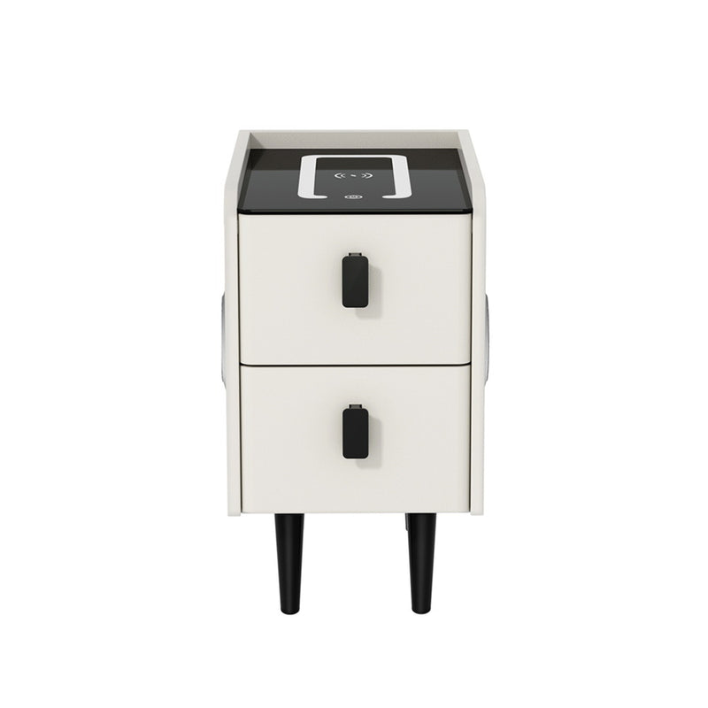 Smart Bedside Table with Wireless Charging – AIDA White
