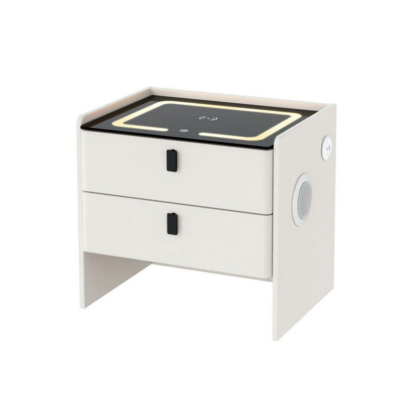 Smart Bedside Table – Wireless Charging, White