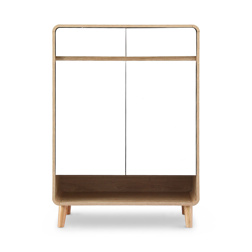 Preston Shoe Cabinet – White & Pine – 112 cm