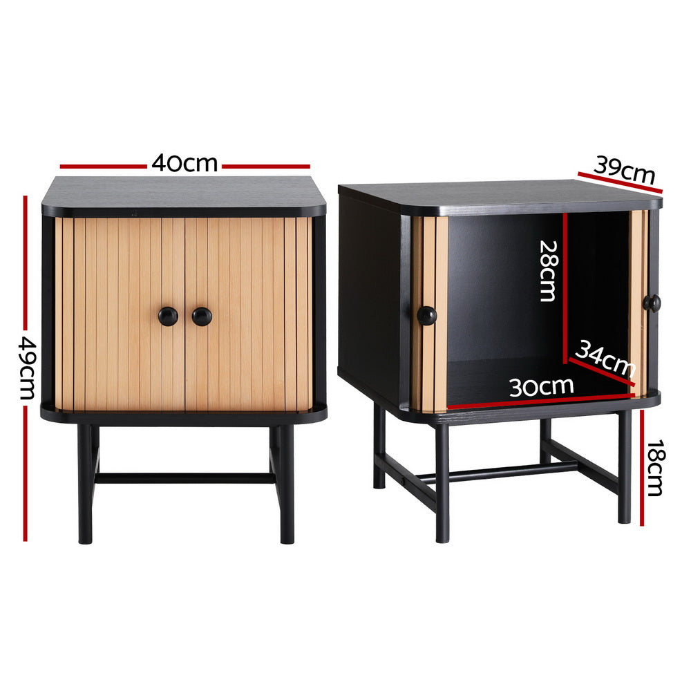 Boris Bedside Table – Pine – Sliding Doors