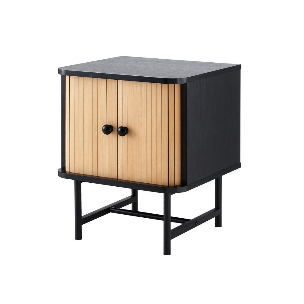 Boris Bedside Table – Pine – Sliding Doors