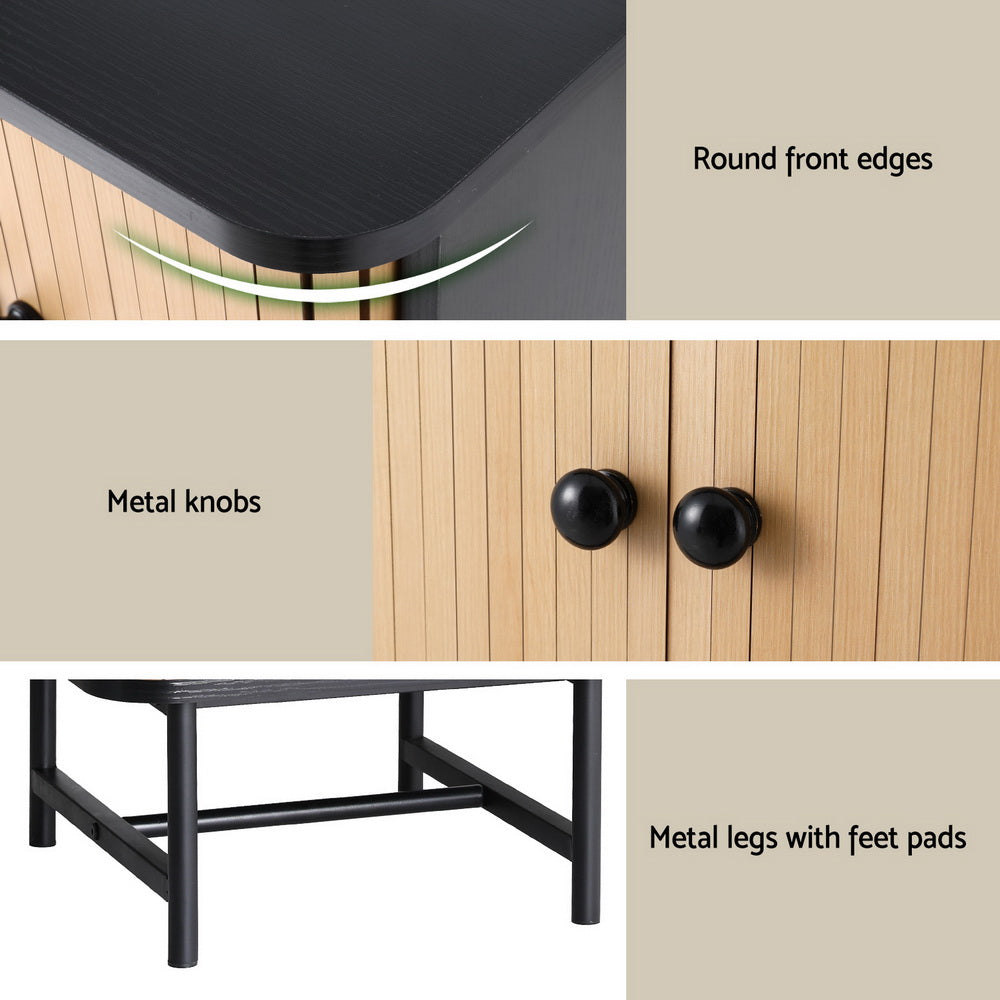 Boris Bedside Table – Pine – Sliding Doors
