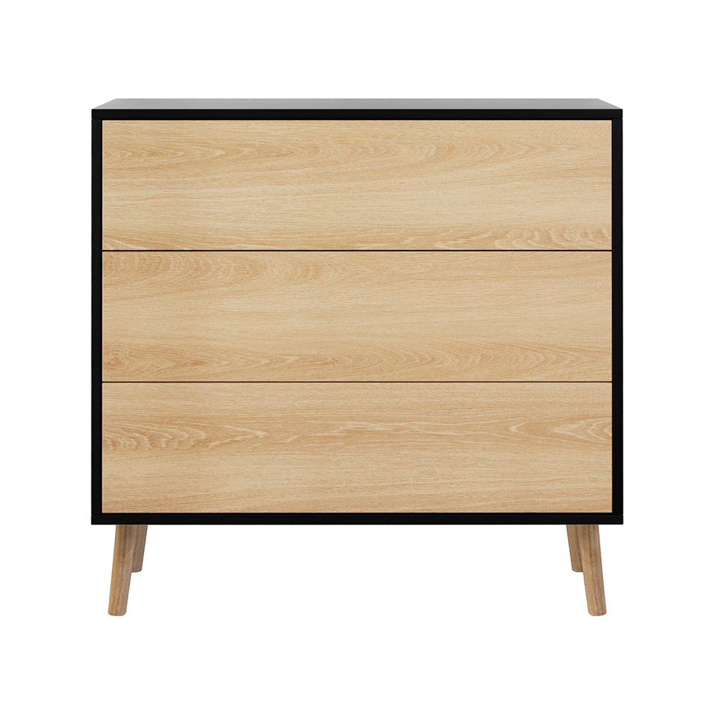 Atlas Chest of Drawers – Black & Pine – 3 Drawer