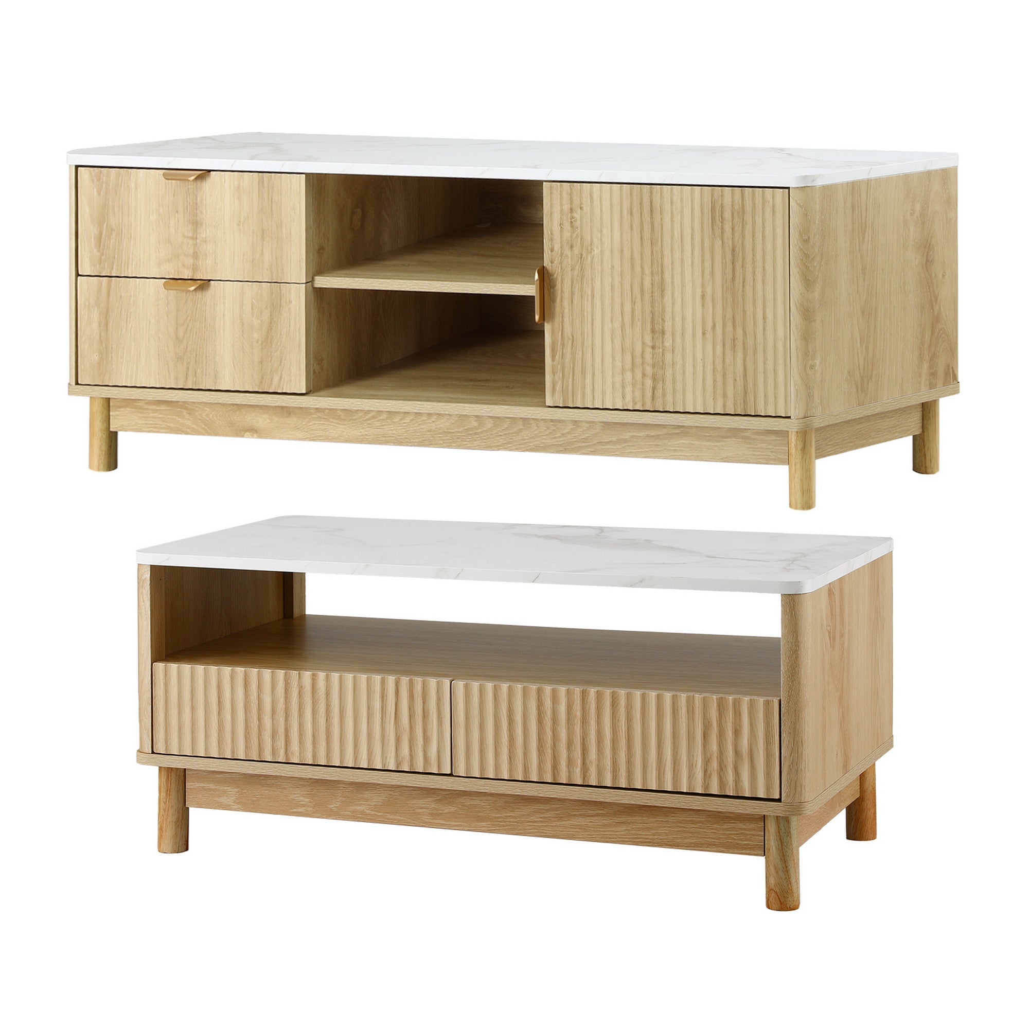 Linden TV Unit & Coffee Table Set – Pine – Set of 2