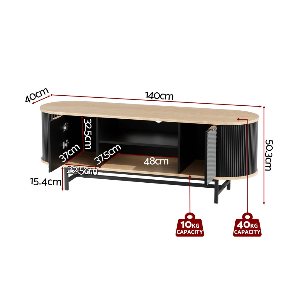 Arlo TV Unit Entertainment Storage Cabinet – Black & Pine – 140 cm