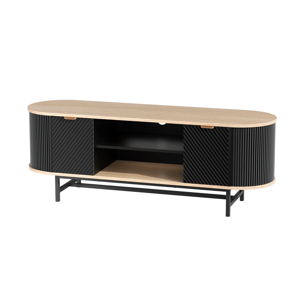 Arlo TV Unit Entertainment Storage Cabinet – Black & Pine – 140 cm
