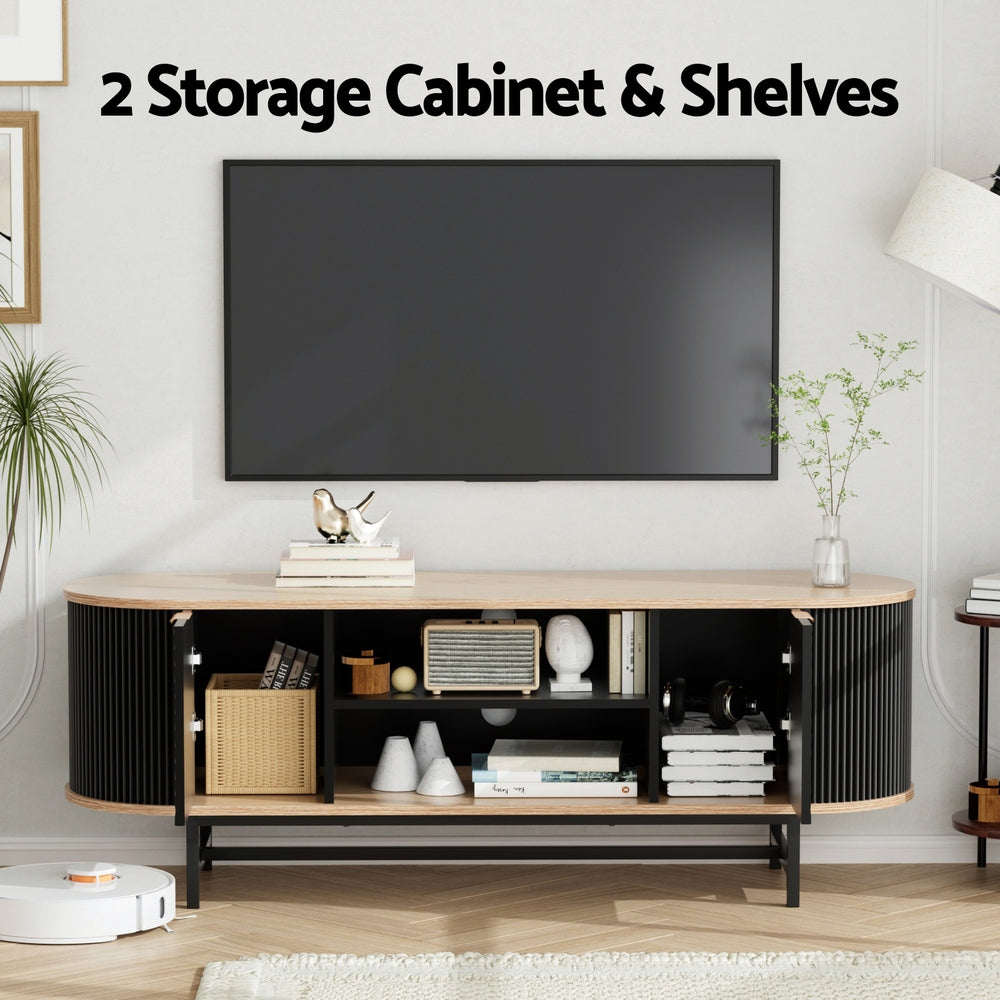 Arlo TV Unit Entertainment Storage Cabinet – Black & Pine – 140 cm