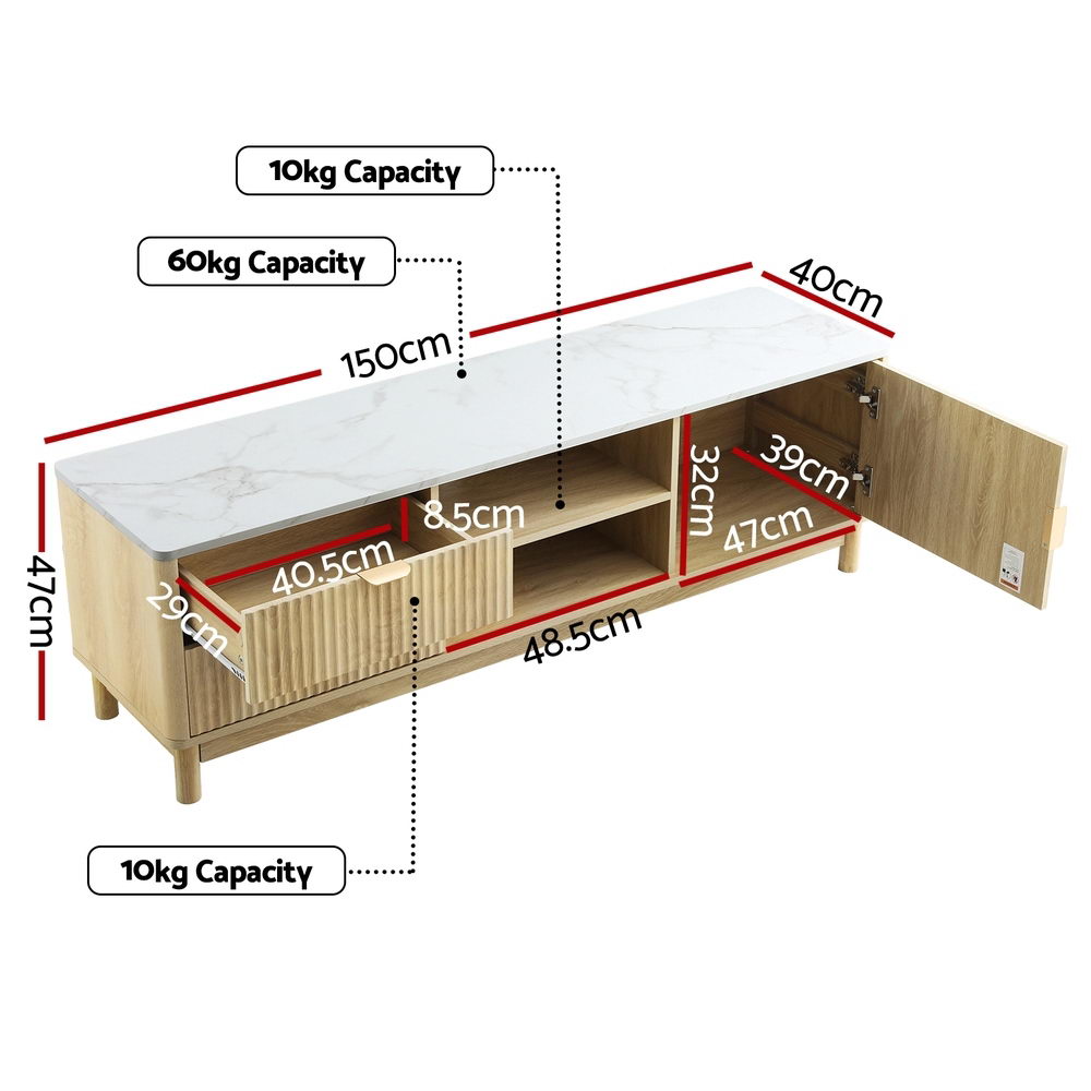 Arlo TV Unit Entertainment Storage with Drawers – Pine – 150 cm