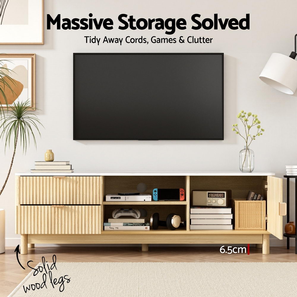Arlo TV Unit Entertainment Storage with Drawers – Pine – 150 cm