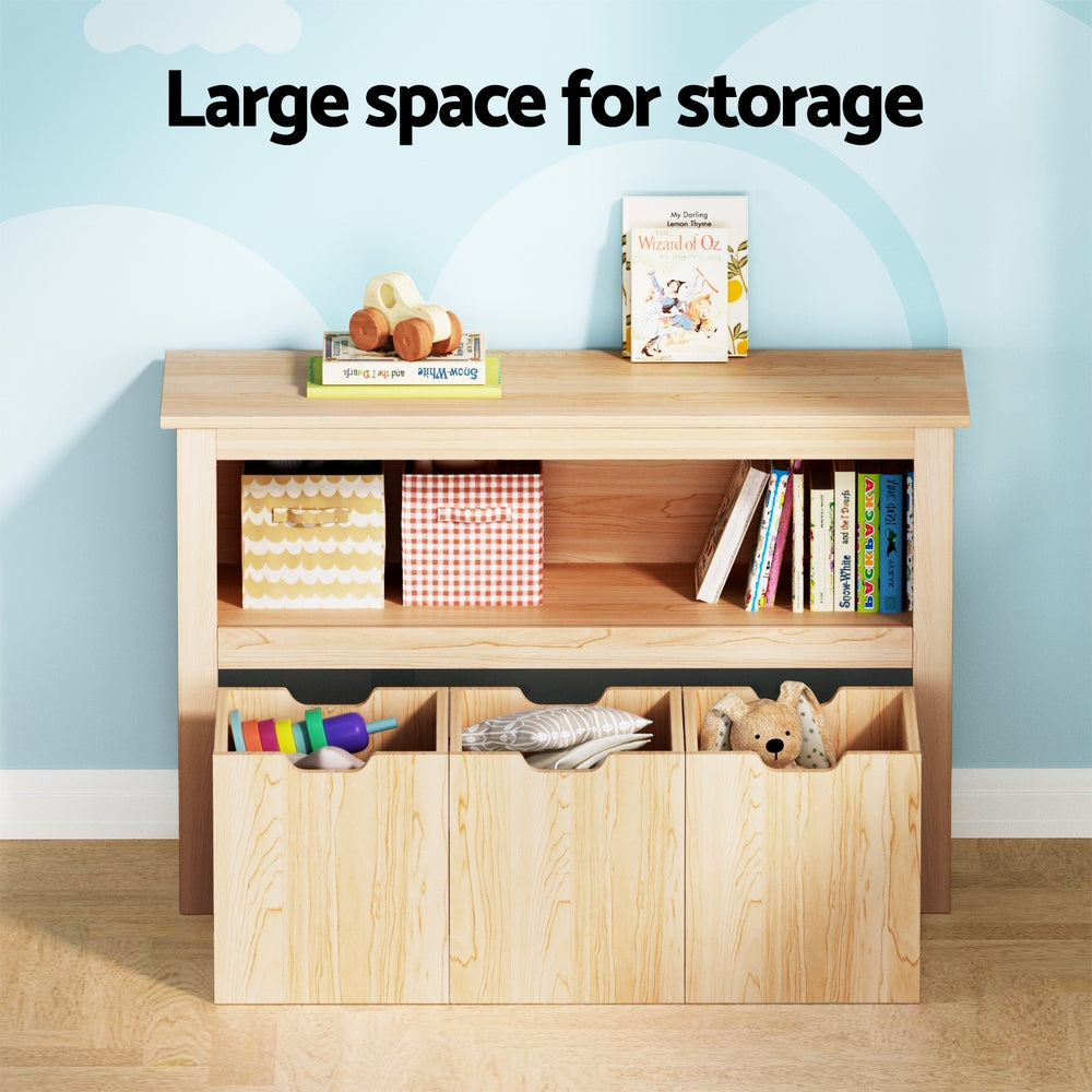 Kellan Kids Bookshelf with 3 Drawers – White – 95 cm