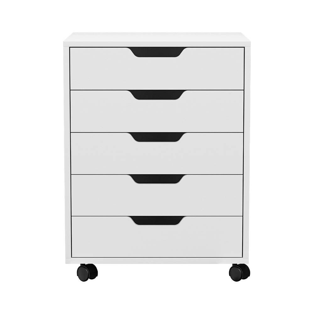 Rowan 5-Drawer Mobile Filing Cabinet – White – 49 cm
