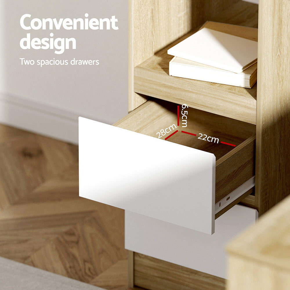 Byron Computer Desk with Drawer – Oak & White – 136 cm