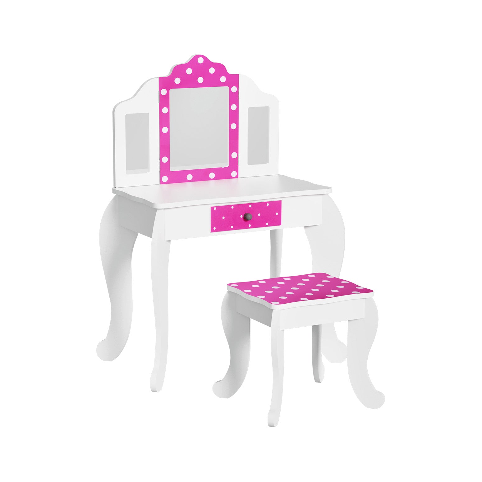 Nara Kids Dressing Table Set – Pink – 3 Mirror Design