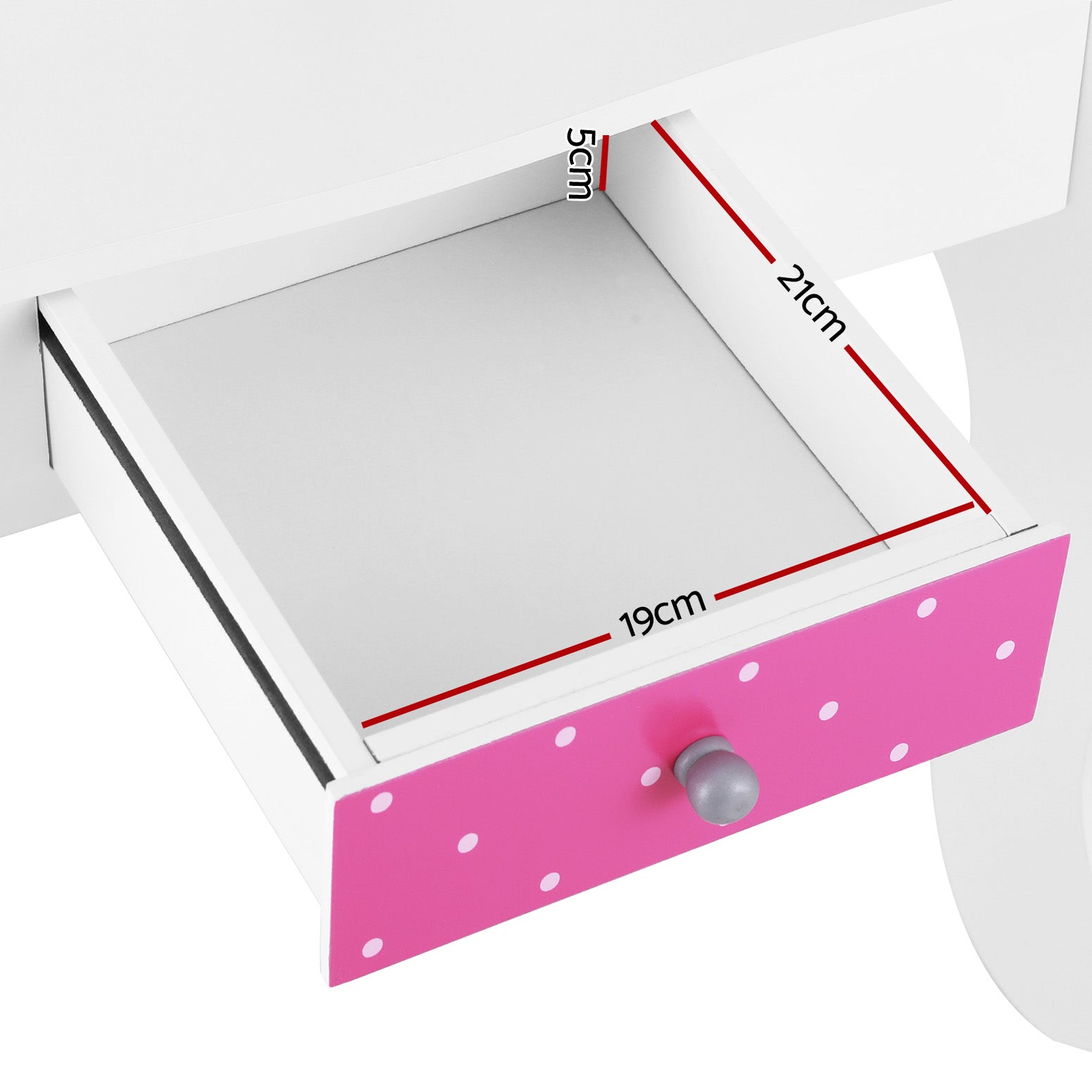 Nara Kids Dressing Table Set – Pink – 3 Mirror Design