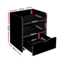 2 x Bedside Tables with Drawer & Shelf – Black