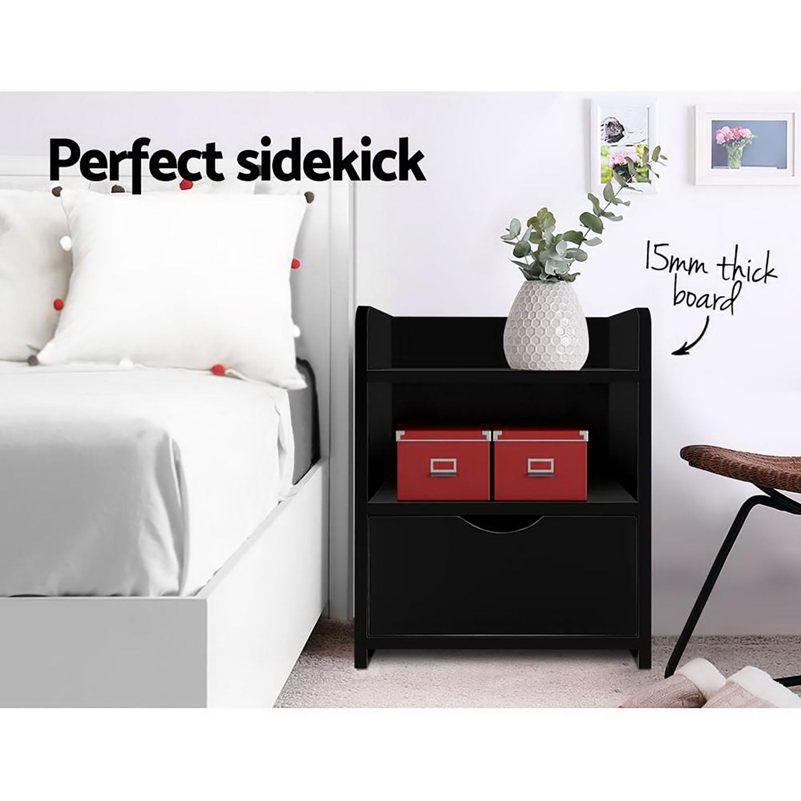 Halston Bedside Tables – Black – Set of 2