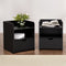 2 x Bedside Tables with Drawer & Shelf – Black
