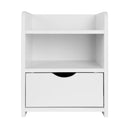 1 Drawer Bedside Table with Shelf - White