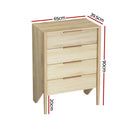 4-Drawer Tallboy Chest – INEZ Series, Pine Finish