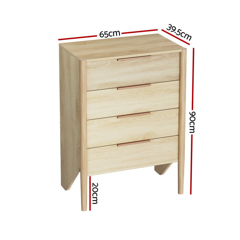 4-Drawer Tallboy Chest – INEZ Series, Pine Finish