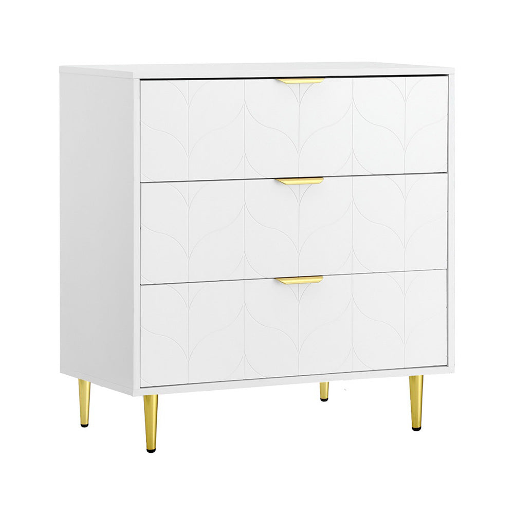 Kastor Lowboy Chest of Drawers – White – 3 Drawer