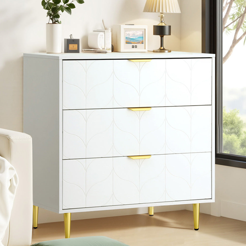 Cove 3 Chest of Drawers Lowboy Cabinet White