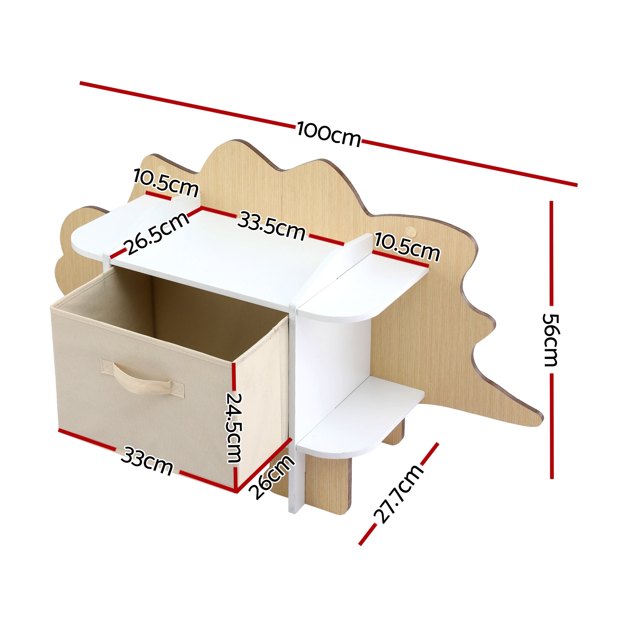 Dino Kids Bookshelf – Green – 56 cm