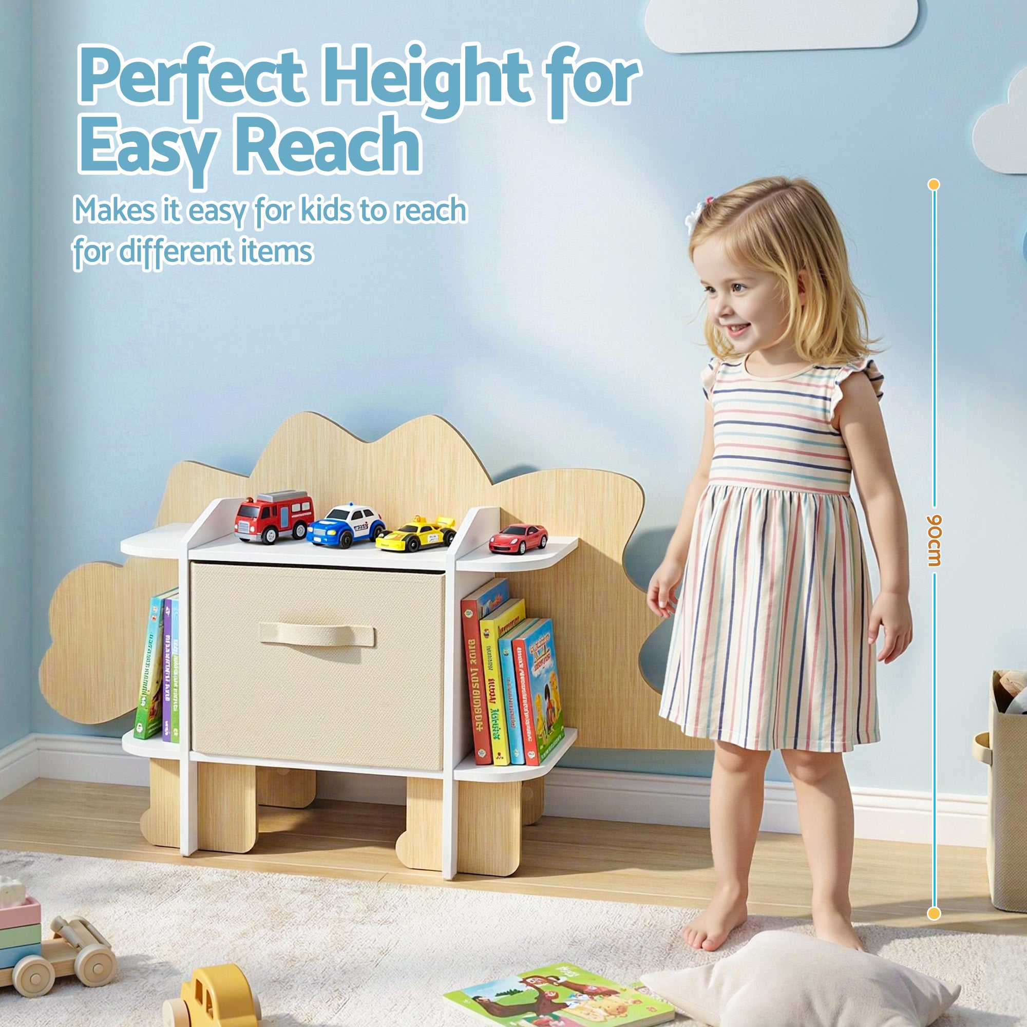 Dino Kids Bookshelf – Green – 56 cm