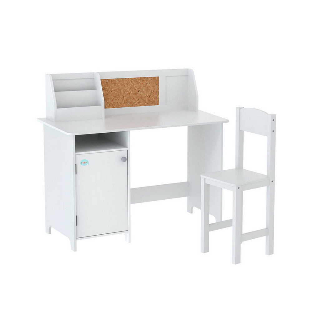 Sterling Kids Study Desk with Storage Cabinet – White – Set of 2