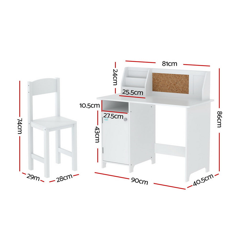 Sterling Kids Study Desk with Storage Cabinet – White – Set of 2