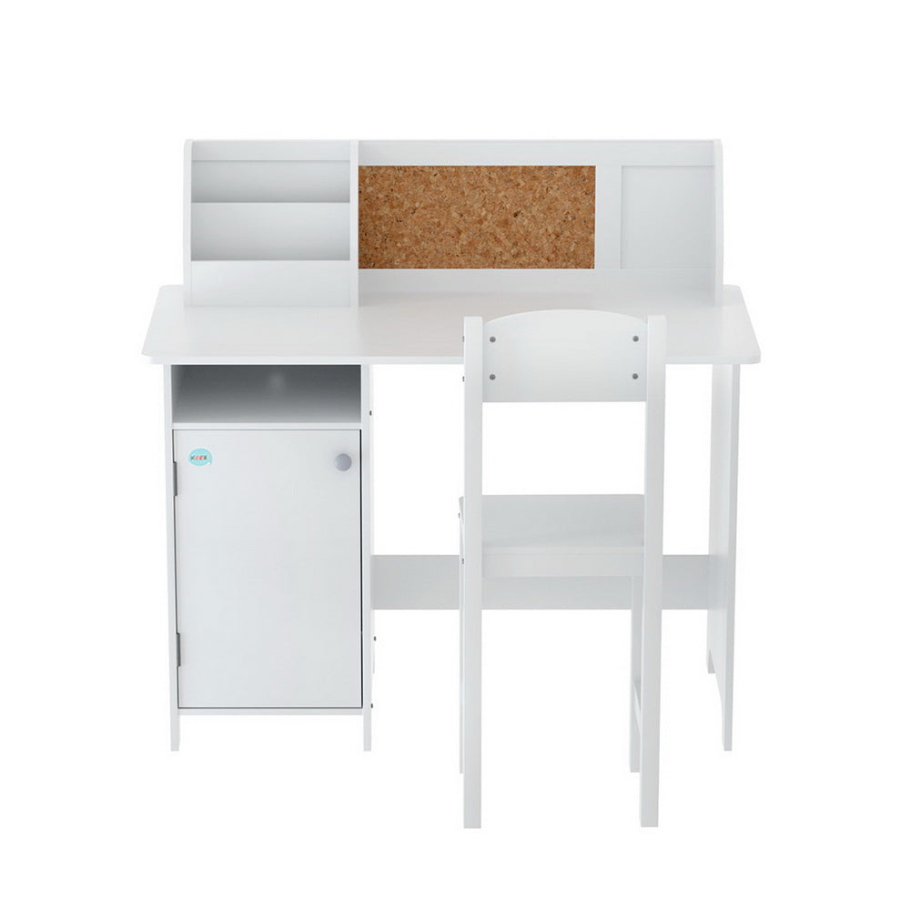 Sterling Kids Study Desk with Storage Cabinet – White – Set of 2