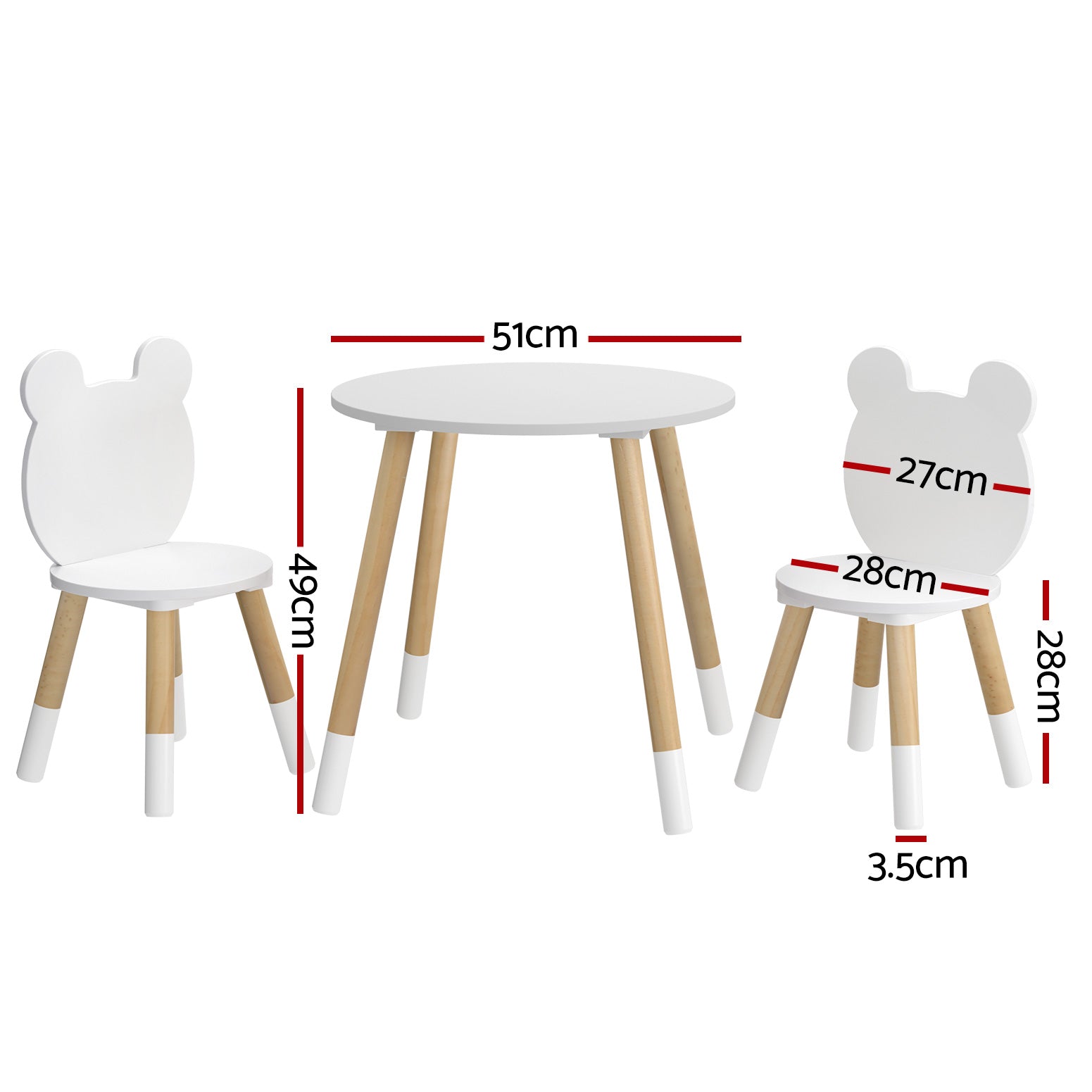 Cove Kids Table and Chairs Set – White – 3 Piece