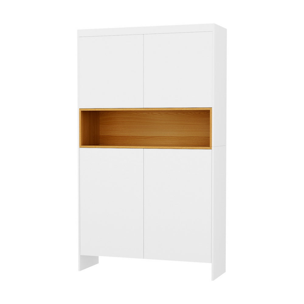 Altura Shoe Storage Cabinet – White & Pine – 9 Tier