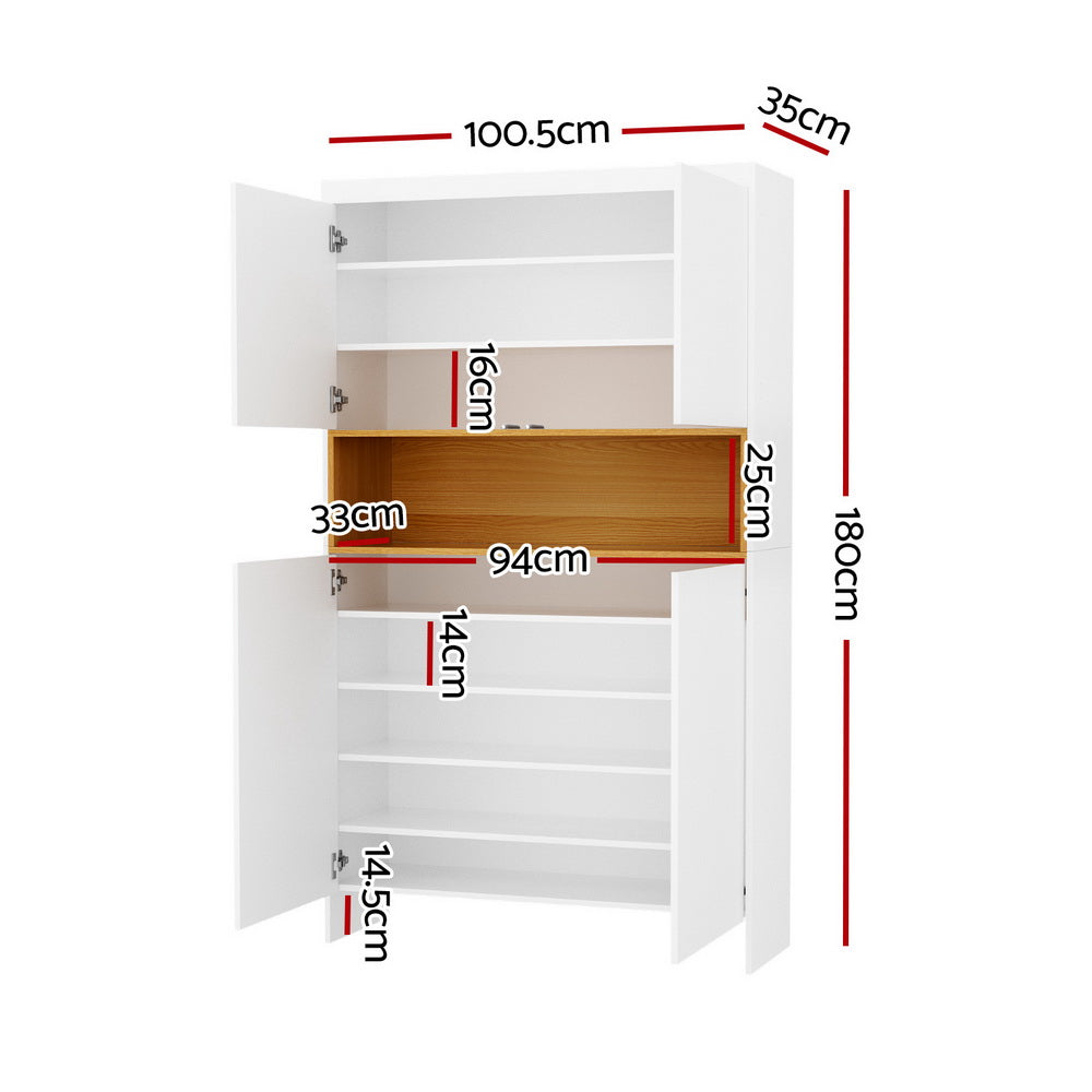 Altura Shoe Storage Cabinet – White & Pine – 9 Tier