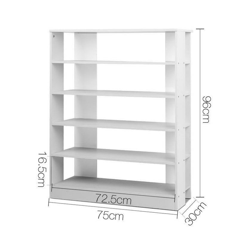 6-Tier Shoe Rack Cabinet - White