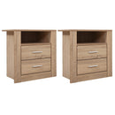 Cove 2X Bedside Table 2 Drawers with Shelf - TARA Oak
