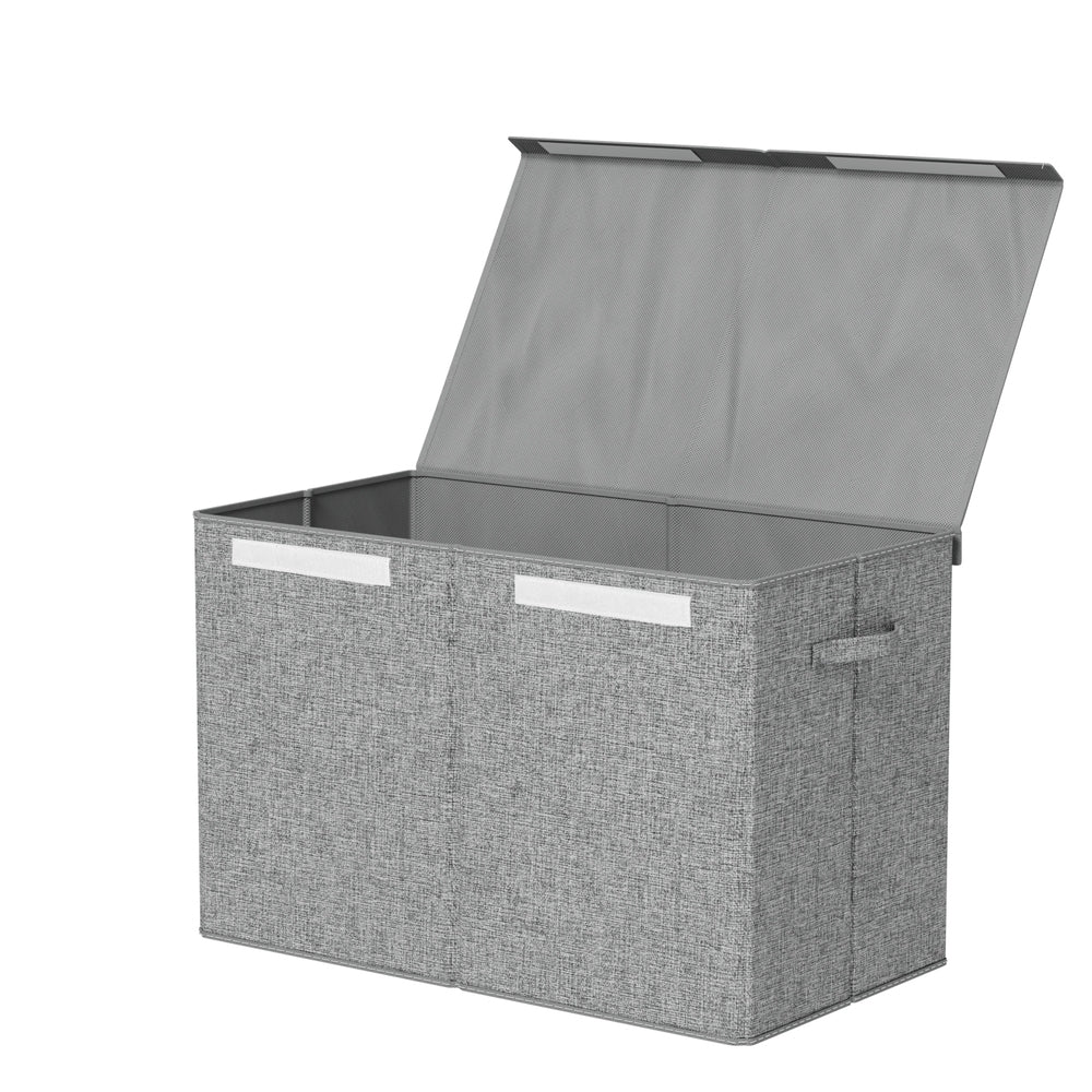 Large Toy Box Chest Storage with Flip - Top Lid Foldable Organizer Bins Grey