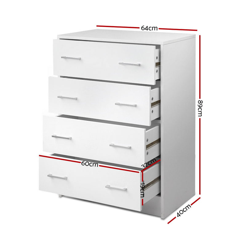 4 Drawer Storage Chest - White