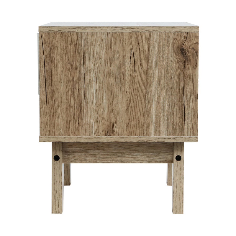 1 Drawer Bedside Table with Shelf - White & Oak