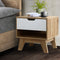 1 Drawer Bedside Table with Shelf - White & Oak