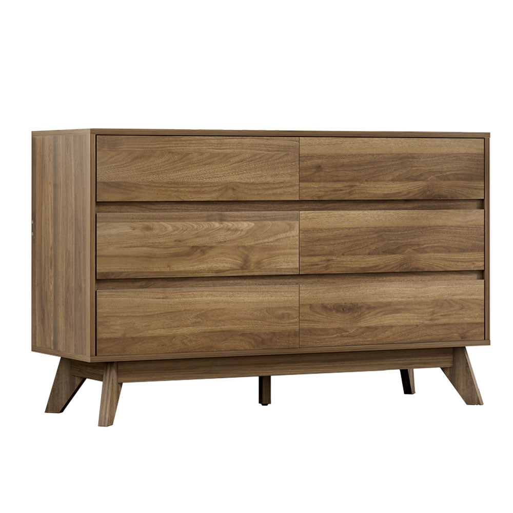 Cove 6 Drawer Lowboy – Walnut – 120 cm